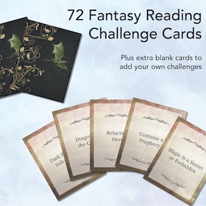 Cartes imprimables de défi de lecture de fantaisie, jeu de défi de TBR
