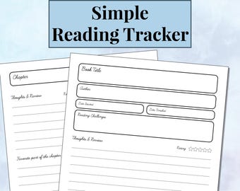 Printable Reading Tracker, Book Journal, Book Review