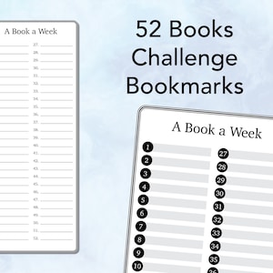 Printable 52 Books Reading Challenge Bookmarks