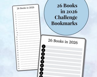 Printable 26 Books in 2026 Challenge Bookmarks