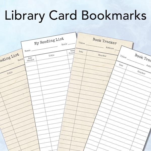 Printable Library Card Bookmarks