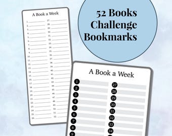 Printable 52 Books Reading Challenge Bookmarks