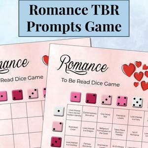 Juego de dados del reto de lectura de la lista de libros de romance pendientes