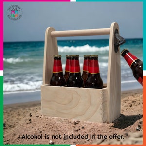 Regalo de cumpleaños para amantes de la cerveza / porta cerveza / madera artesanal / paquete de 6 licores / regalo para novio / hombre / él / papá / porta botellas