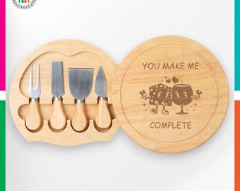 Tabla de quesos de bambú personalizada / Tabla de charcutería grabada con cuchillos