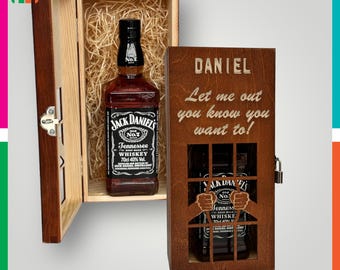 Jaula de alcohol personalizada, regalo, grabado personalizado, bar para cuevas de hombres