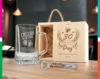 Personalized Birthday Gift Beer Lovers| Engraved Beer Mug| Wooden Box| Gift For Boyfriend| Engraved Beer Glass| For Man| Him| Dad| Groomsman