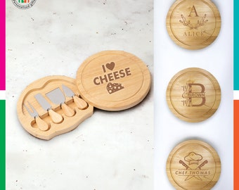 Tabla de quesos de bambú personalizada / Tabla de servir grabada con cuchillos
