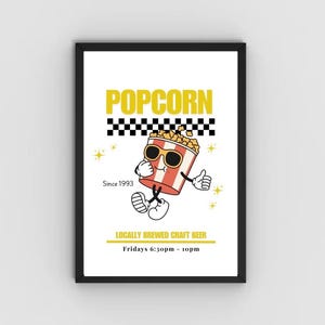 Retro Pizza Slice Print / Wystrój włoskiej restauracji / Plakat fast food / Plakat z nadrukiem kreskówki Pizza / Wystrój kuchni