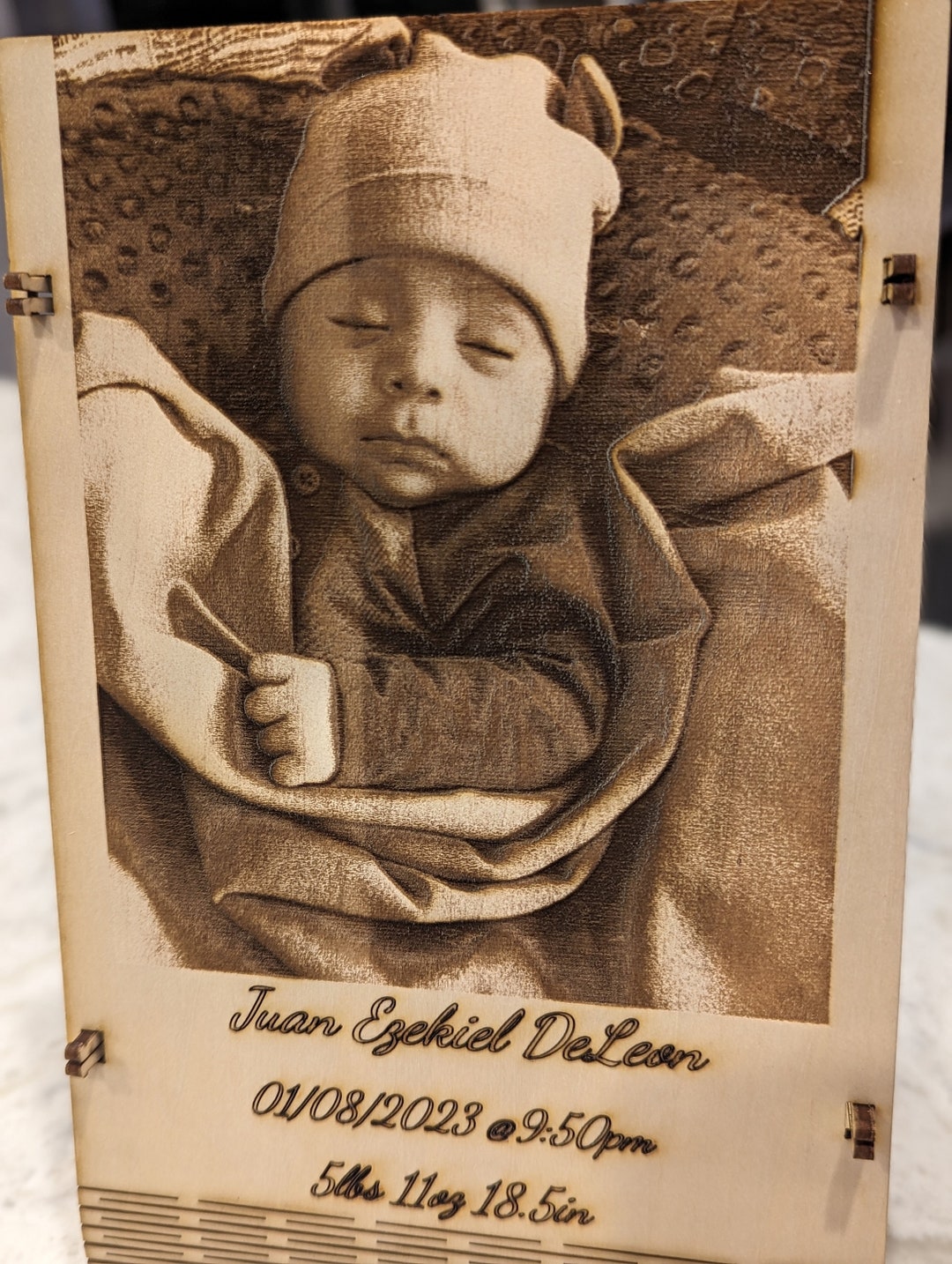 Wood Curved Engraved Frame Etsy