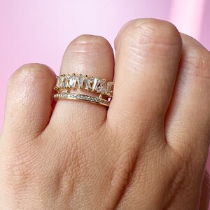 18K Gold Plated Ring, vintage gold ring, Adjustable, Crystals Ring, gift for women