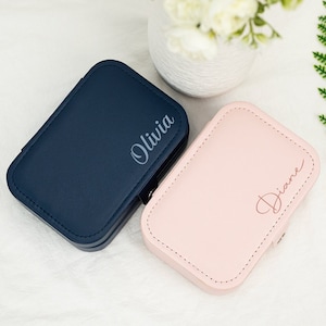 Portagioie da viaggio personalizzato in pelle a due livelli, portagioie con nome, portagioie da viaggio per donne, regali per damigelle d'onore, regali per la festa della mamma per la mamma