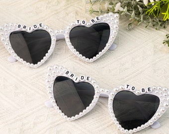 Customized Bride Heart Rhinestone Sunglasses, Bride To Be Sunglasses, Pearl Sunglasses, Bridesmaid Gifts, Bachelorette Wedding Sunglasses