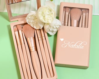 Personalized Makeup Brushes Set with Box,Cosmetic Brushes Set,Travel Makeup Brushes,Birthday Gifts for Friend Girls Women,Mother's Day Gifts