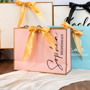 Sacchetti regalo personalizzati per damigelle d'onore, sacchetti regalo personalizzati con nome per matrimonio, sacchetti regalo con cordino e nastro, sacchetti regalo di ringraziamento, sacchetti regalo di compleanno