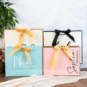 Sacchetti regalo personalizzati con nome per damigelle d'onore, sacchetti per bomboniere personalizzate per matrimoni, sacchetti regalo per compleanni, sacchetti per bomboniere per addio al celibato, sacchetti regalo di ringraziamento