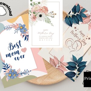 Tarjeta imprimible del día de la madre feliz / Plantilla de tarjeta floral del día de la madre / Descarga instantánea PDF / Plantilla de tarjeta floral