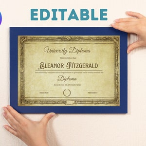 University Diploma\ Diploma Template\ Canva Editable Homeschool Diploma\ Graduation Diploma Template\ Printable Fake High School Diploma