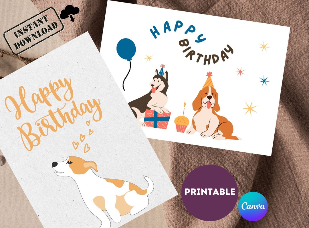 Printable Dog Birthday Card/ Printable Birthday Card Funny/ Digital ...