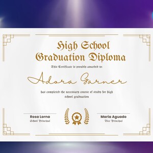 High School College Diploma Template|  Editable| DIY template for Home School| College| High School or Grad School Diploma