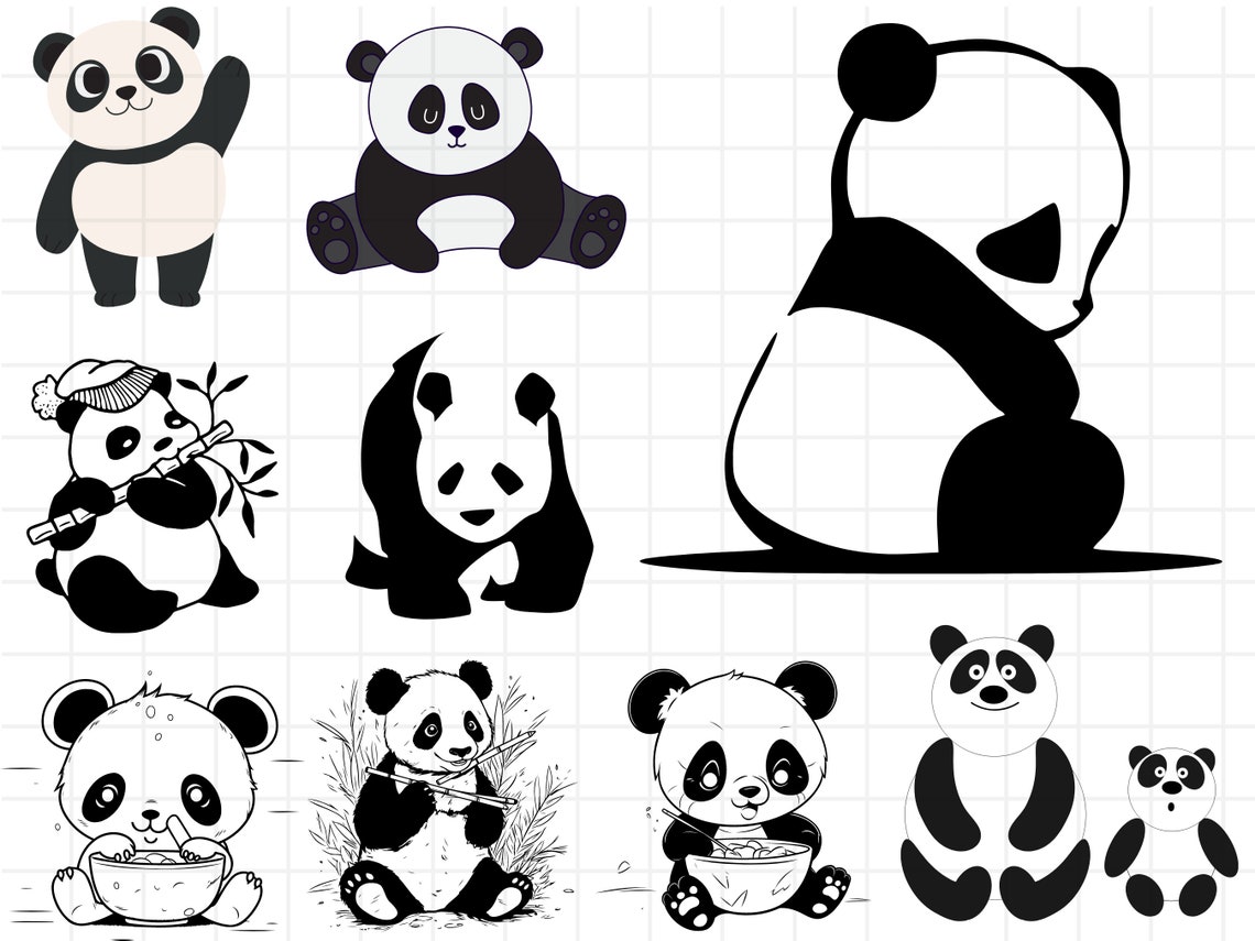 Panda SVG Bundle, Panda PNG Bundle, Panda Clipart, Panda SVG Cut Files ...