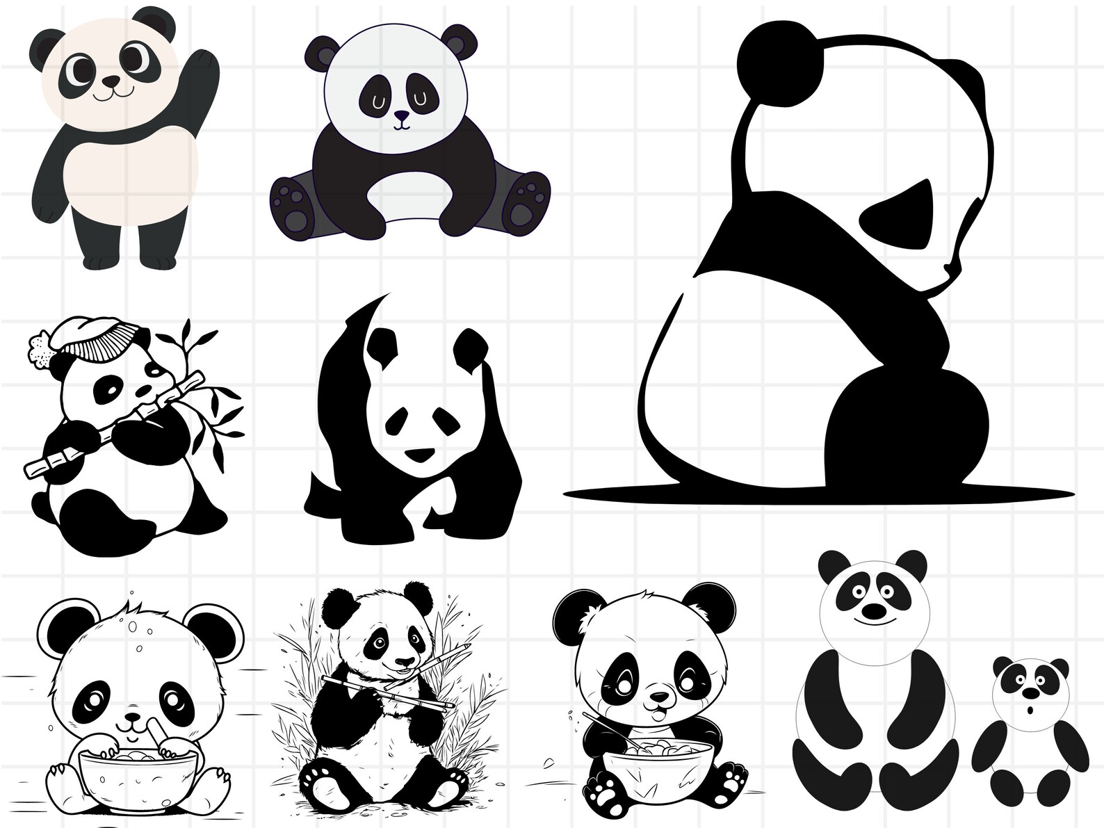Panda SVG Bundle, Panda PNG Bundle, Panda Clipart, Panda SVG Cut Files ...