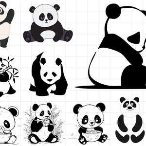 Paquete Panda SVG, Paquete Panda PNG, Panda Clipart, Panda SVG Cut Files para Cricut, Lindo Panda Svg, Panda Silhouette. Cara de panda svg png