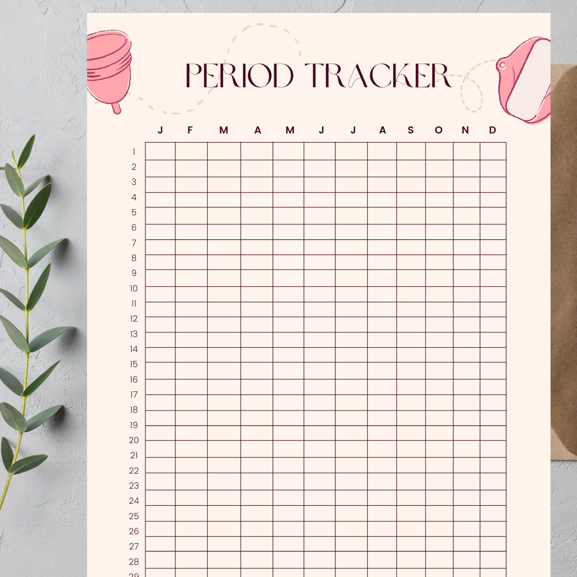 Minimalist Period Tracker: A4 Printable Fertility & Ovulation Log ...