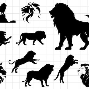ライオン SVG バンドル、ライオン SVG、ライオン ヘッド SVG、ライオン シルエット、ライオン png、ライオン ベクター、ライオン クリップアート、ライオン カット ファイル、ライオン キング SVG
