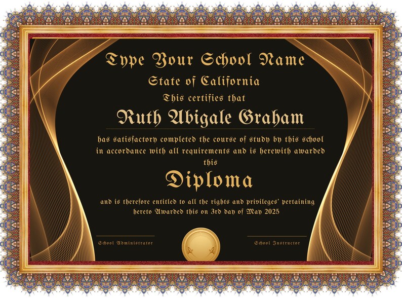 Editable High School Diploma Printable Homeschool Diploma Template ...