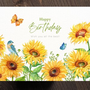 Sunflower Birthday Card, Sunflower Card, Printable Sunflower Birthday ...