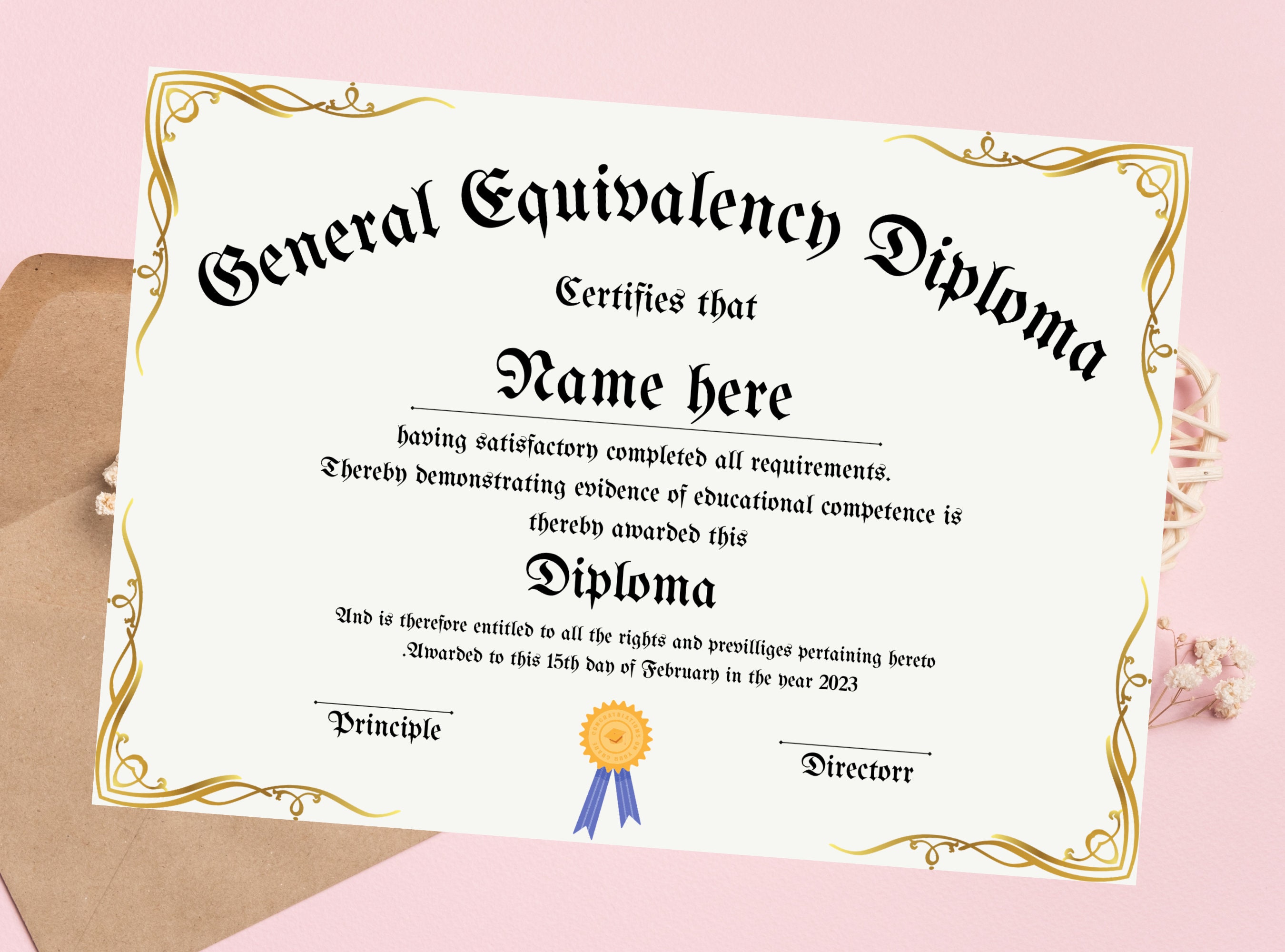 General Equivalency Diploma Customized GED Diploma Editable Ged Diploma General Equivalency Diploma Customized GED Diploma Editable Ged Diploma