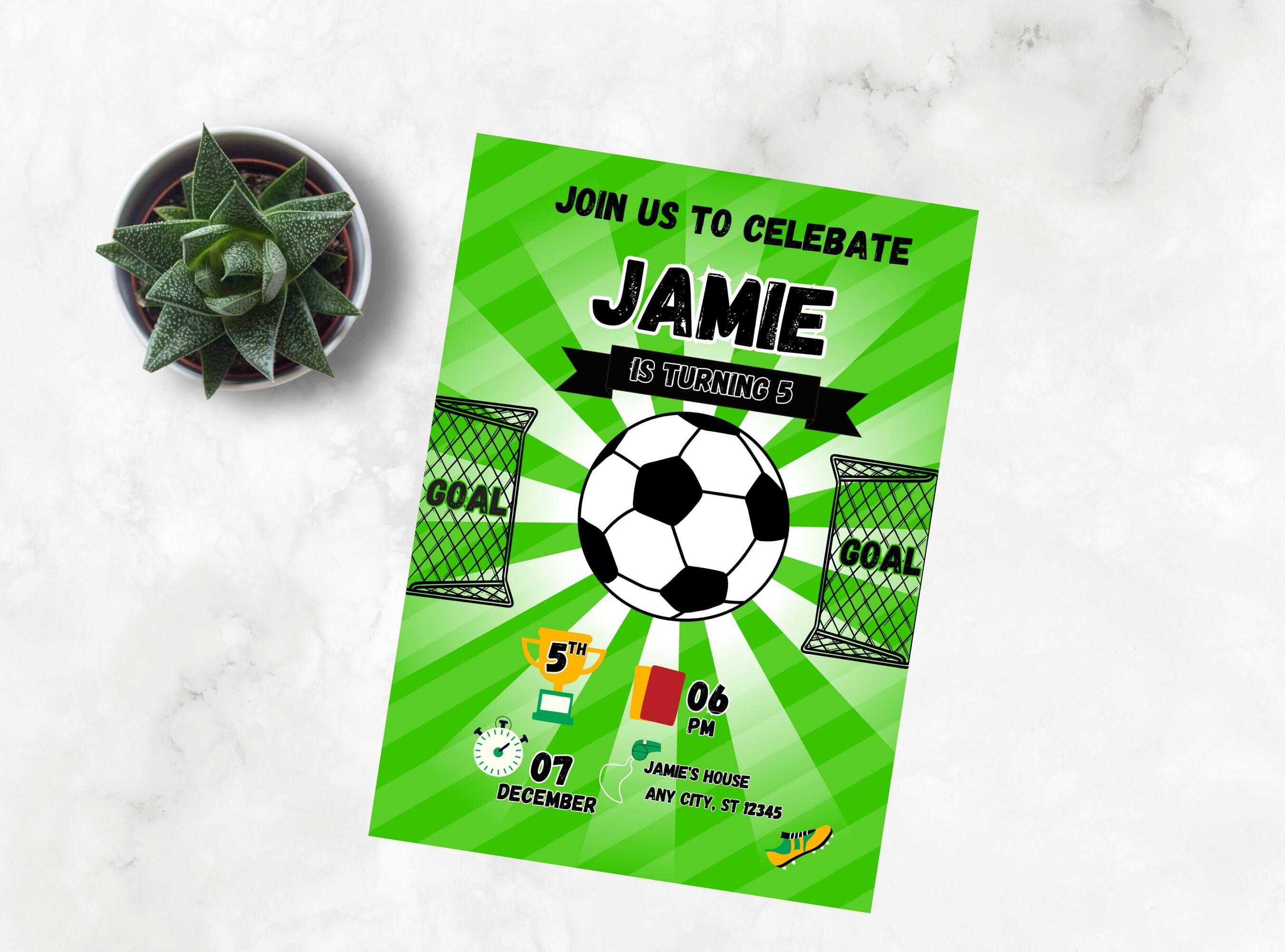 Editable Soccer Birthday Invitation Template/ Printable Birthday Party ...