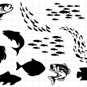 SVG-bundel vis: tropische vissen silhouet clipart (digitale download)