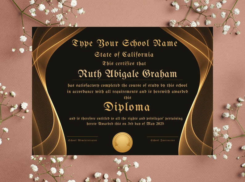 Editable High School Diploma Printable Homeschool Diploma Template ...
