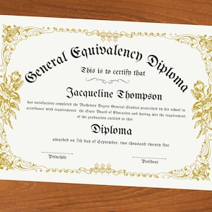 Diploma de Ged editable\ Diploma de equivalencia general\ Diploma de escuela secundaria\ Diploma imprimible\ Diploma de escuela en casa\ Certificado editable
