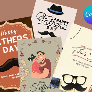 Biglietto stampabile per la festa del papà felice / Download istantaneo PDF / Modello di biglietto per la festa del papà / Biglietto per la festa del papà minimalista SET di 4
