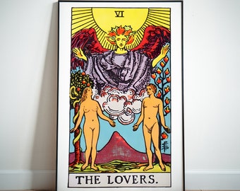 The Lovers Tarot Card Poster, Tarot Poster, High Print Quality, Wall Hanging Poster, Home Decoration Gift, Canvas Wall Art, Room Decor