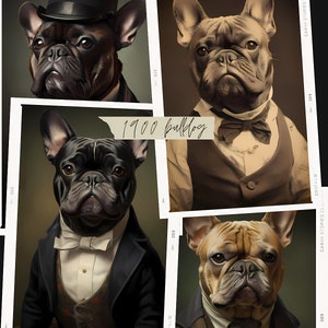 French Bulldog Portrait, Renaissance Art, General Pet Portrait, Renaissance Art Print, Pet Lover Gift, 1900 portrait