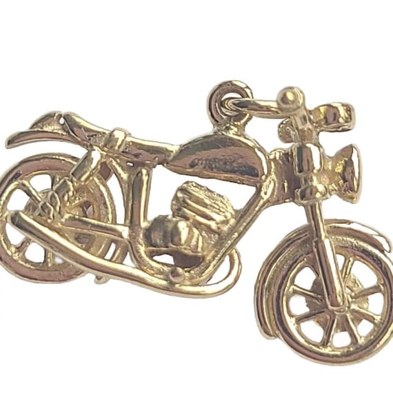 Vintage 14k Yellow Gold Motorcycle Bike Charm Pen… - image 1