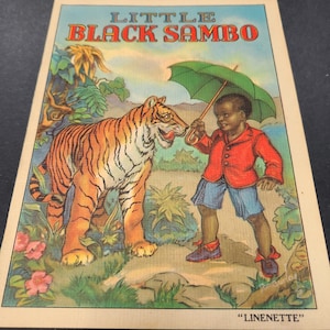 1939 Little Black Sambo Book Linenette Sam'l Gabriel Sons Brilliantly BRIGHT Beautiful COLORS Collectors true colors RM5