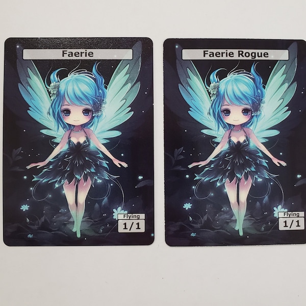 Faerie Rogue Tokens for MTG (3 Cards) [2-sided]