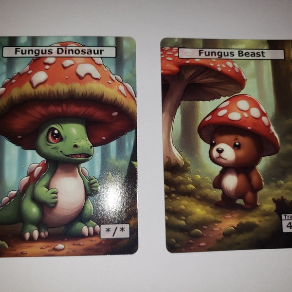 Fungus Beast / Fungus Dinosaur Tokens for MTG (3 Cards) [2-sided]