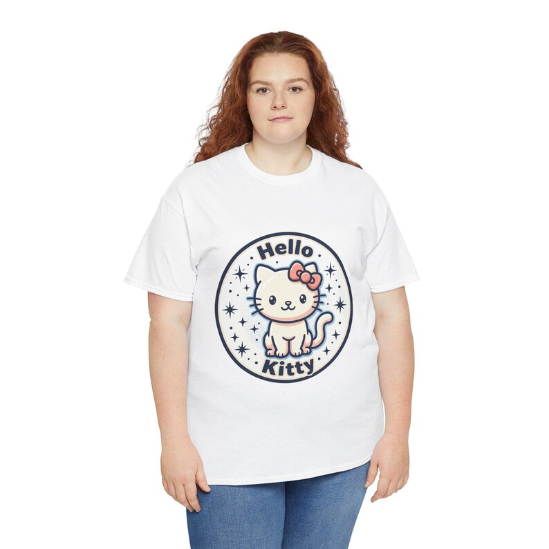 Hello Kitty Circle Badge Tee | Cute Cat Graphic T-Shirt image 7