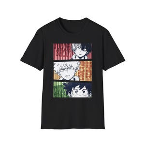 My Hero Academia Trio Unisex Softstyle T-Shirt - Deku, Bakugo, and Todoroki Shirt, Anime Tee, Gift for Anime Fans, Hero Academia Shirt,