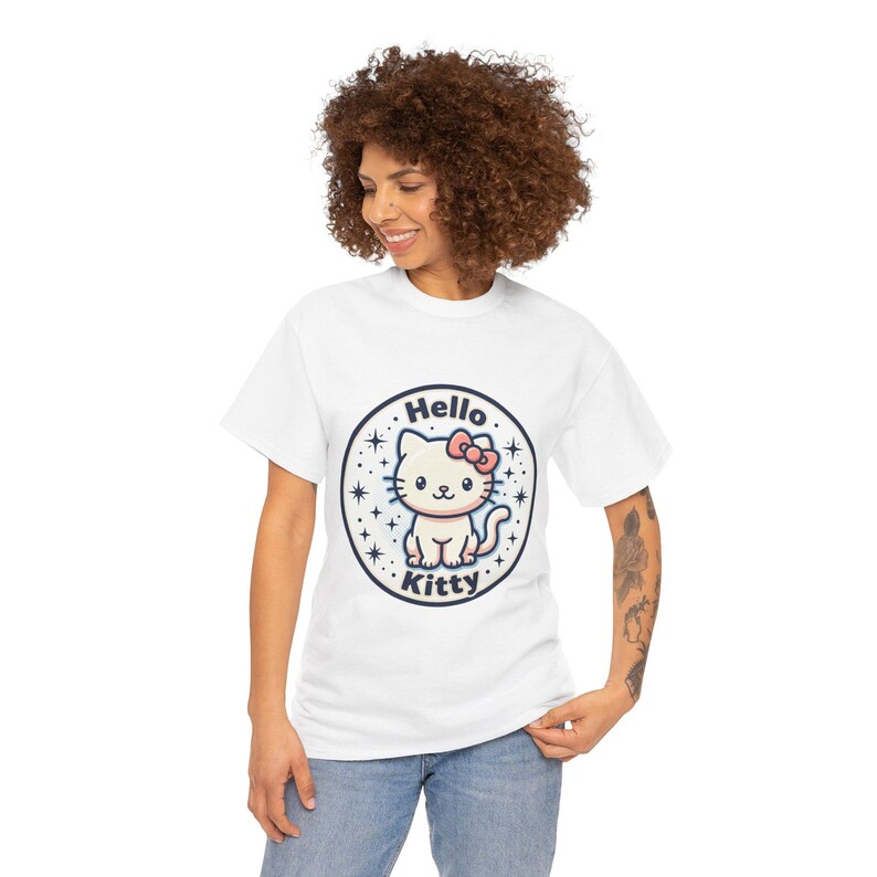 Hello Kitty Circle Badge Tee | Cute Cat Graphic T-Shirt image 6