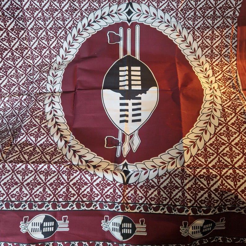 Njeti With Shield-maroon- Ancestral Cloth - Amabhayi - Masela a Badimo ...