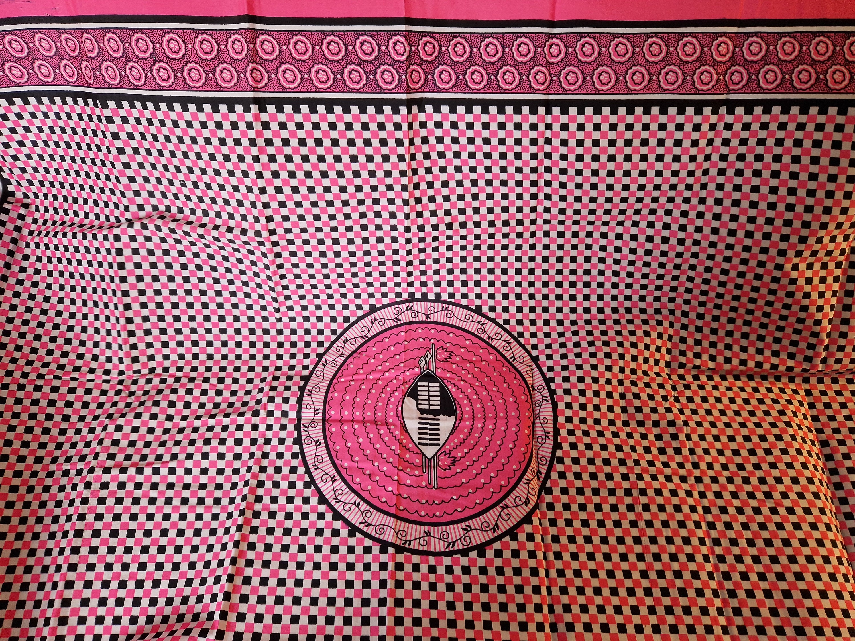 Pink With Shield Dlozi Cloth- Ancestral Cloth - Amabhayi - Masela a ...