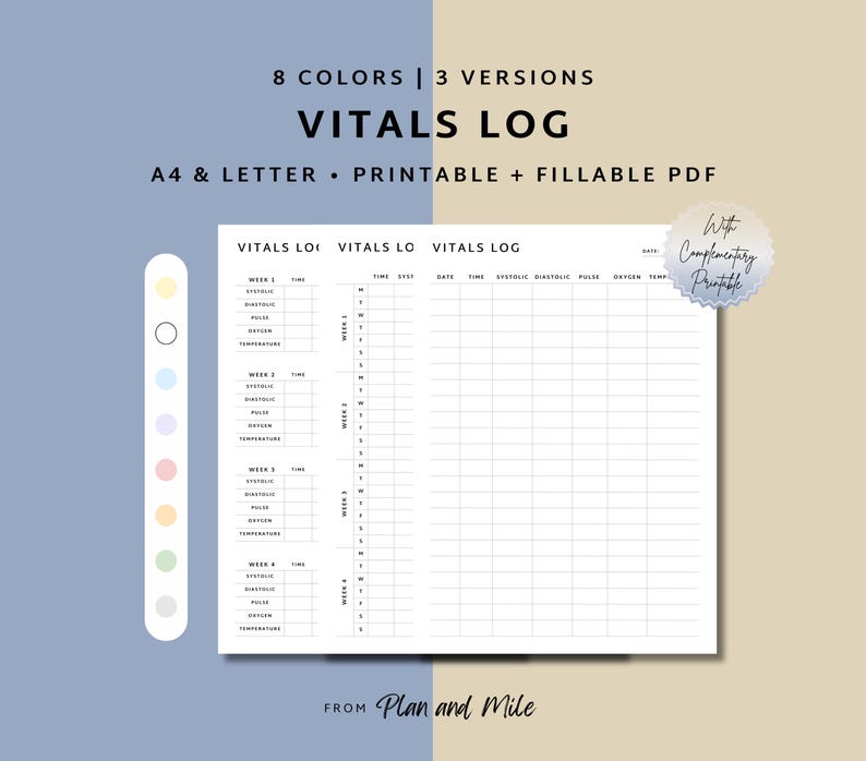 Printable Vital Sign Sheet, Vitals Tracker, Nursing Vitals Sheet ...