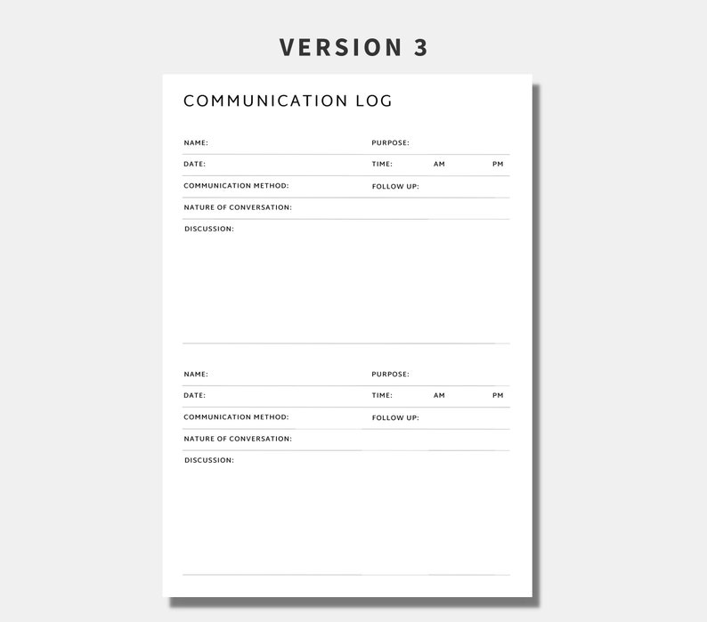 Printable Communication Log Call Log Template Parent - Etsy